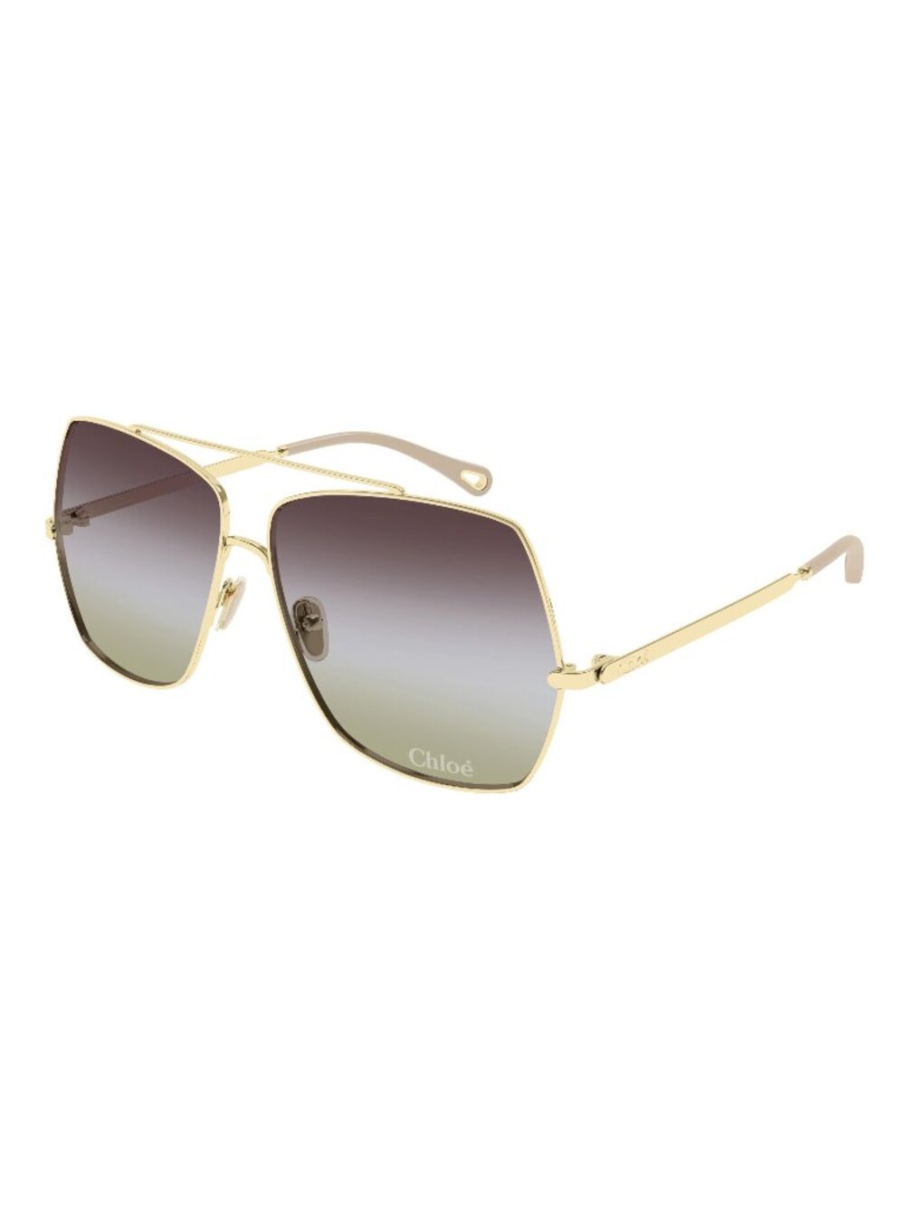 New Chloé Women's Sunglasses Gold Square Green Lens Metal Frame CH0278S 002 62